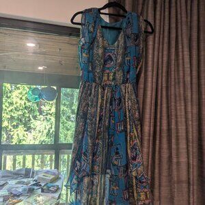NWOT blue floral silk chiffon high-low dress- US size small